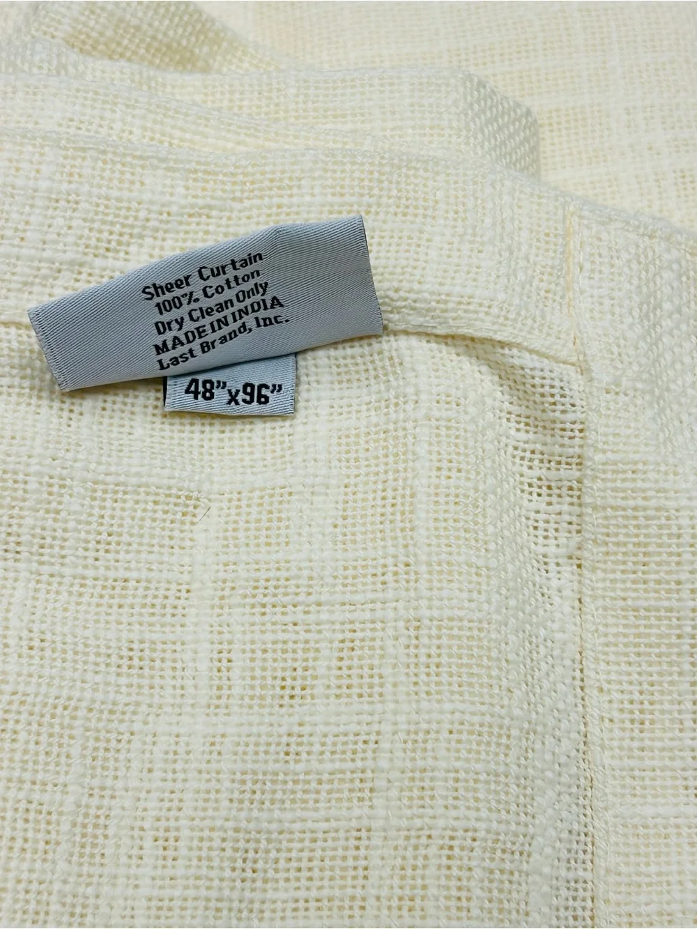 NWT QUINCE Set Of 2 48x96 Cotton Sheer Curtains Ivory 9710